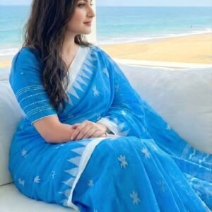 Exclusive Sky Blue Sheuli Manipuri Saree - এক্সক্লুসিভ আকাশী শিউলি মনিপুরী শাড়ি